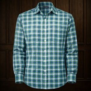 Lauren Ralph Lauren Mens Large Green Blue Plaid Soft Washed Stretch Shirt L